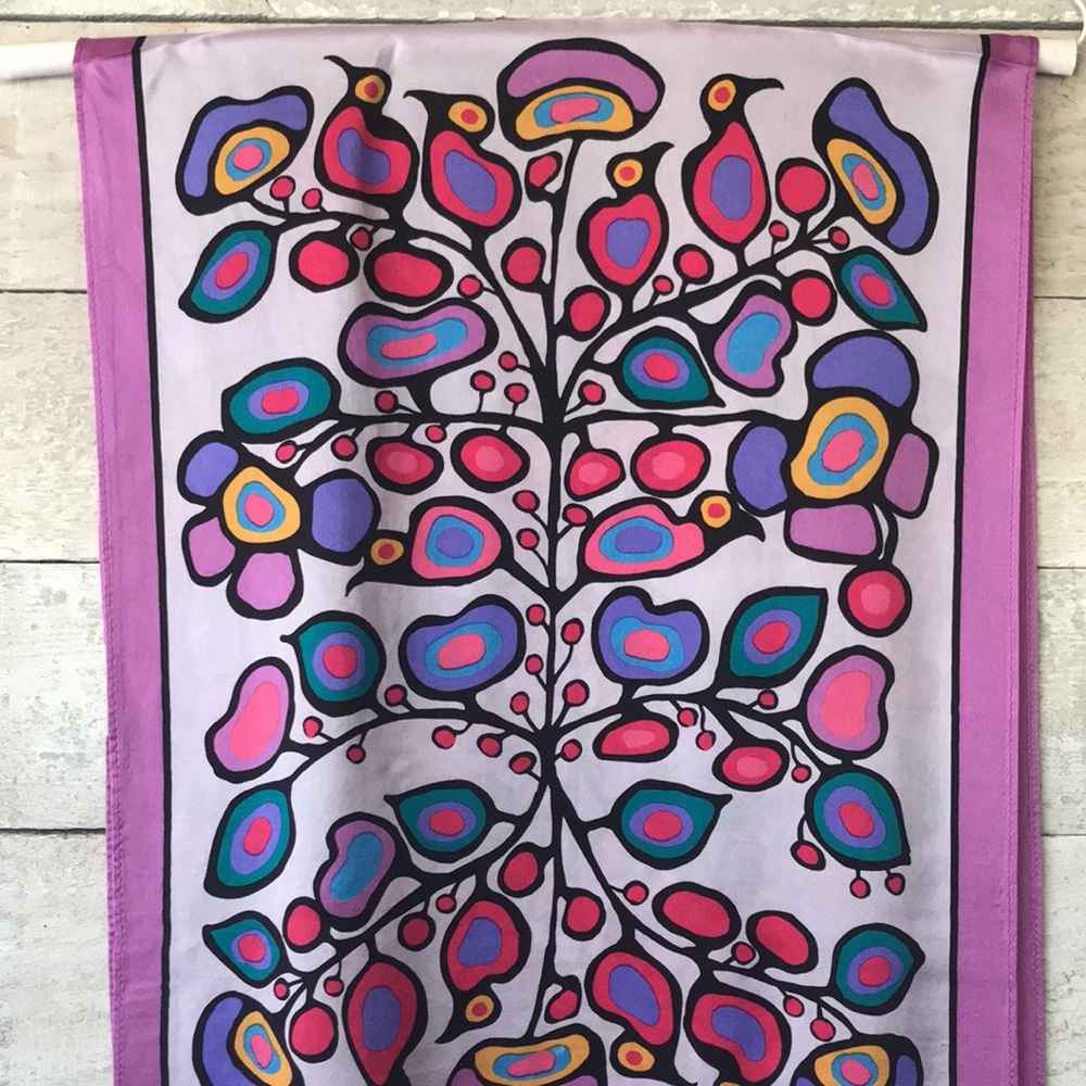 Colorful indigenous woodland themed genuine silk Scarf - Picture 3 of 4